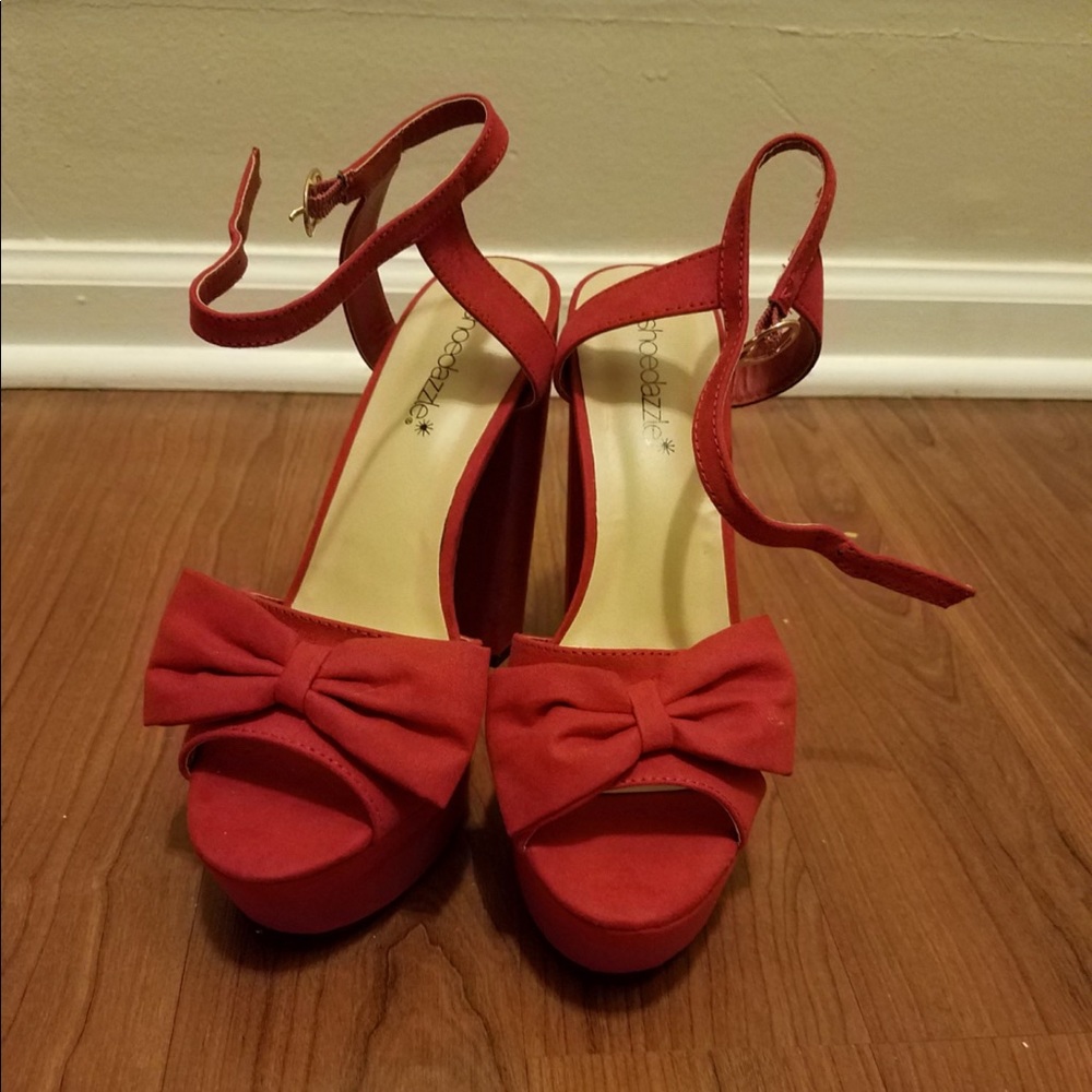 Red high heel sandal shoe